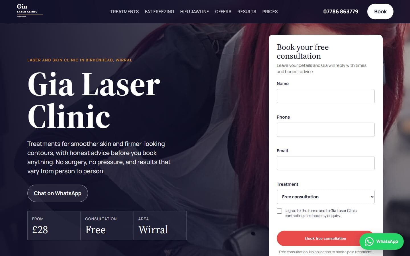 Gia Laser Clinic desktop view