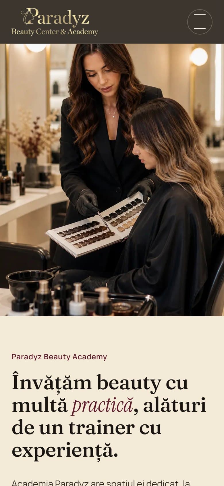 Paradyz Beauty Academy mobile view
